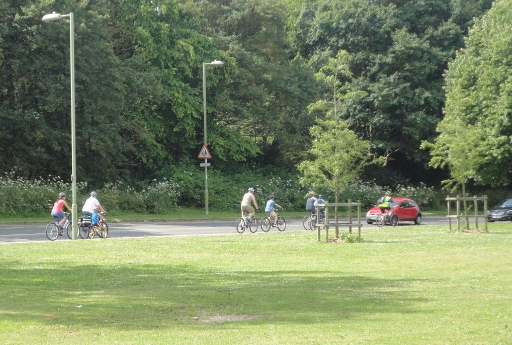 Cycling along the route