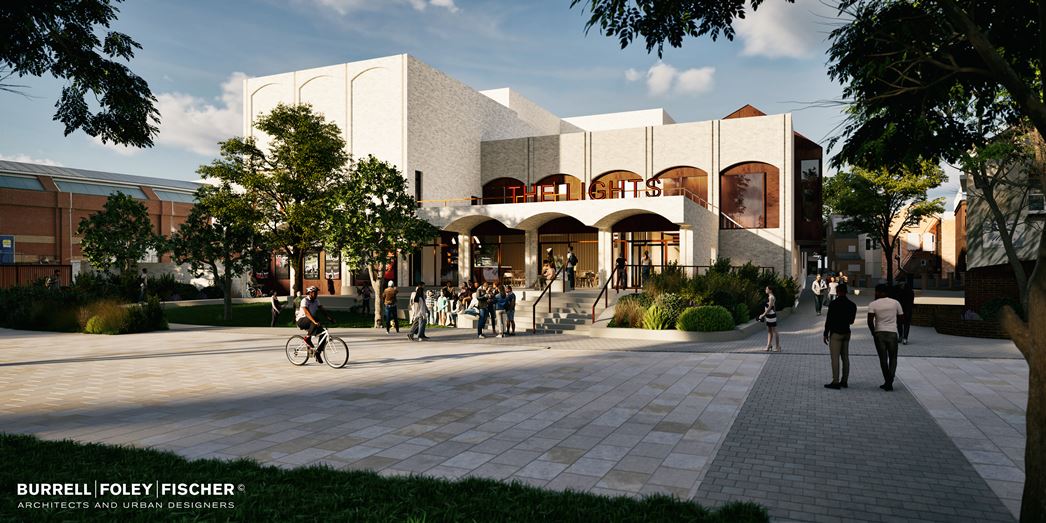 BFF Architects_New Lights Theatre_Work in progress CGI view from Town Mills Park