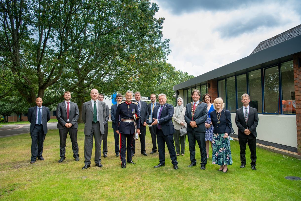 The Mayor of Test Valley, councillor Mark Cooper, with Andy Dollin Chief Operating Officer at Tonic Analytics, and the Lord Lieutenant of Hampshire, Nigel Atkinson Esq