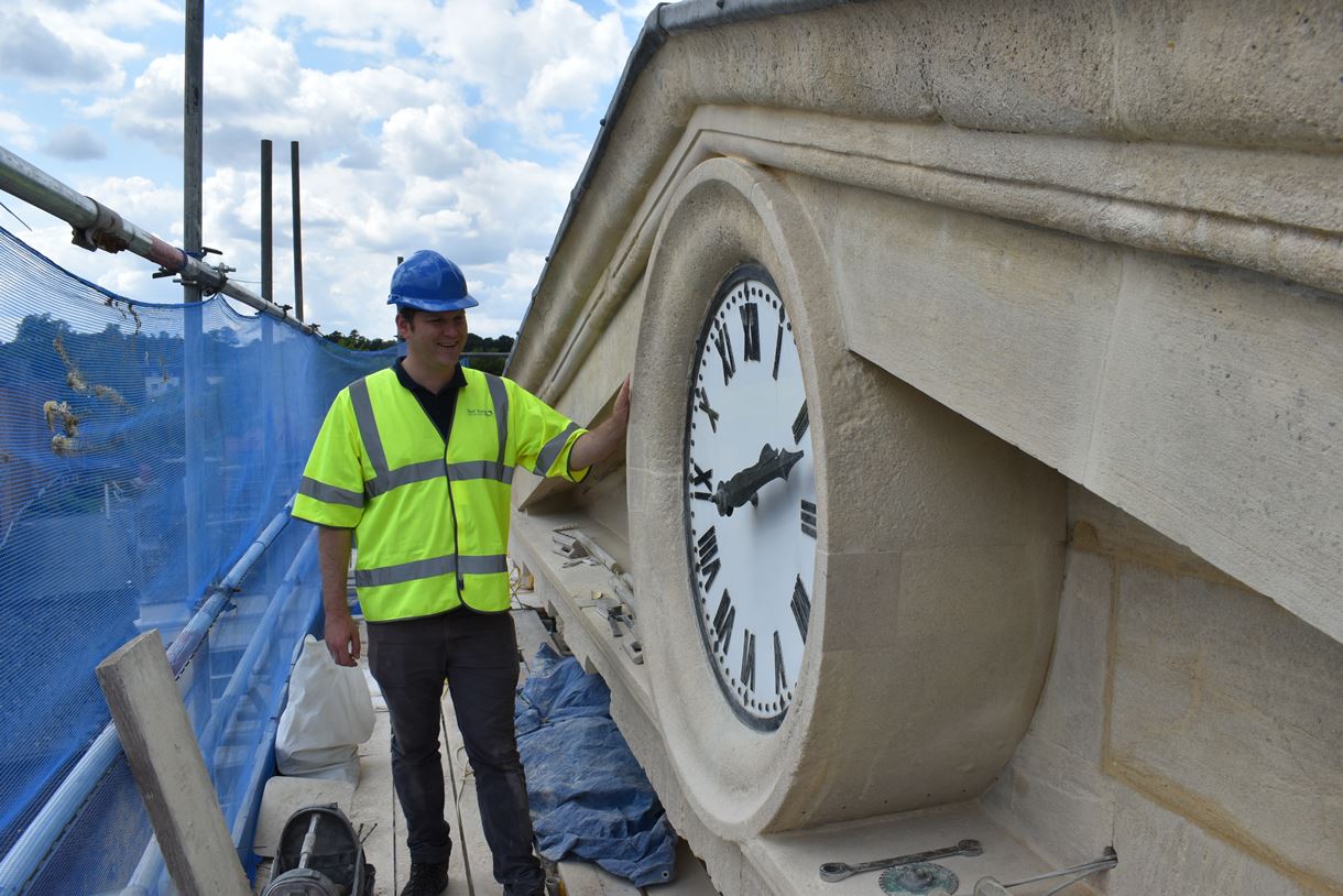 Leader of Test Valley Borough Council, Phil North, visiting the work taking place to the Guildhall earlier this week.