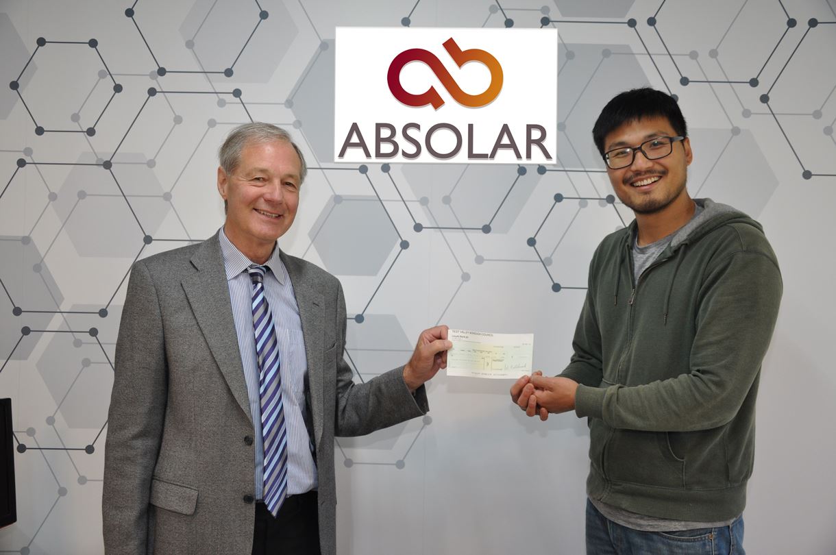 cheque presentation with Phil Wu and Cllr Phil Bundy