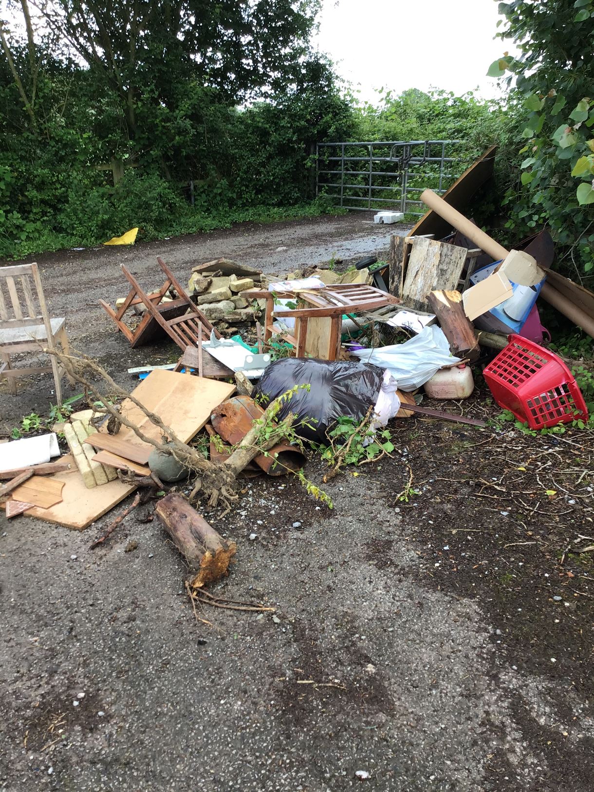 The waste left outside the National Grid entrance