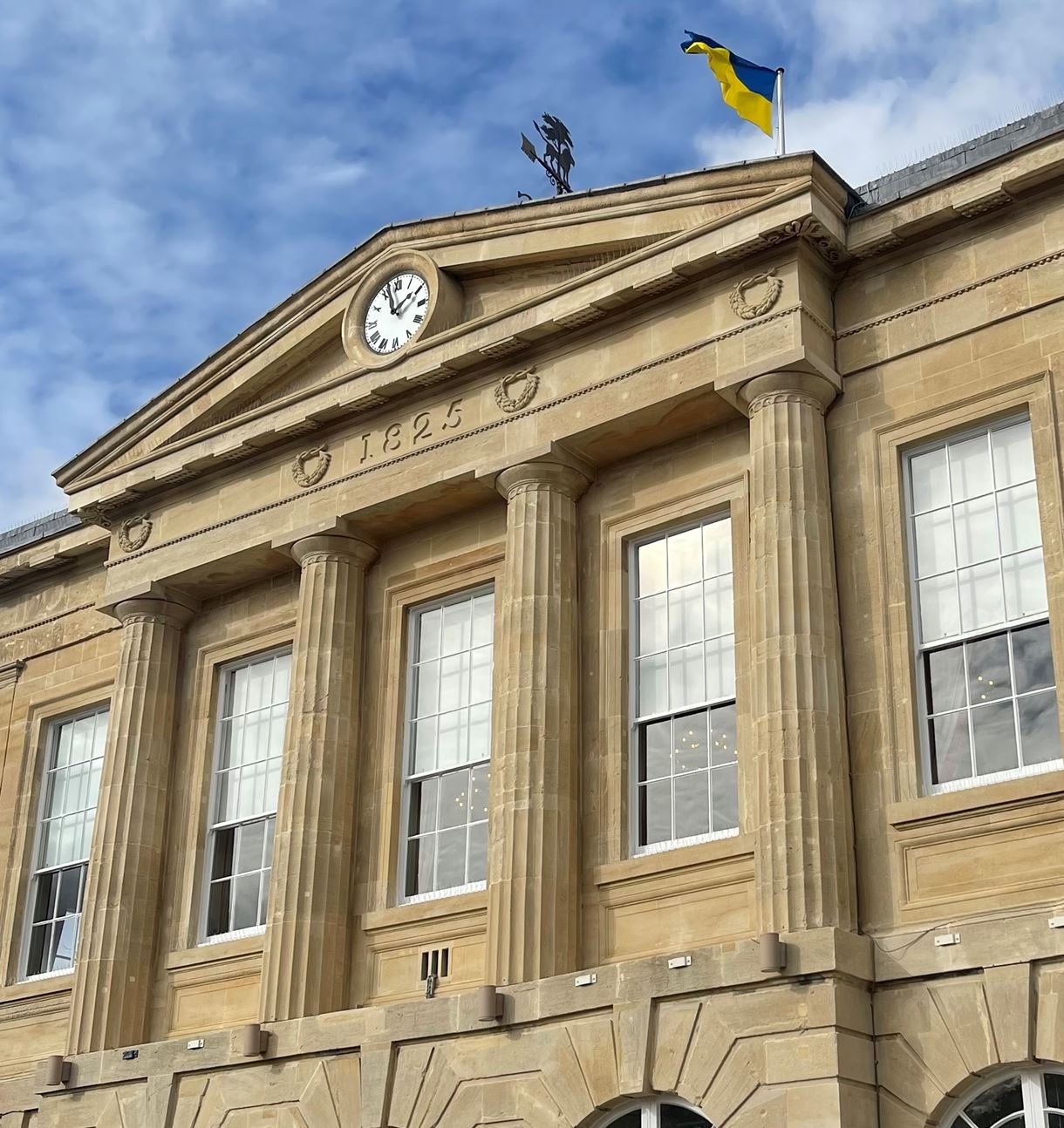 Ukrainian flag flying above Guildhall