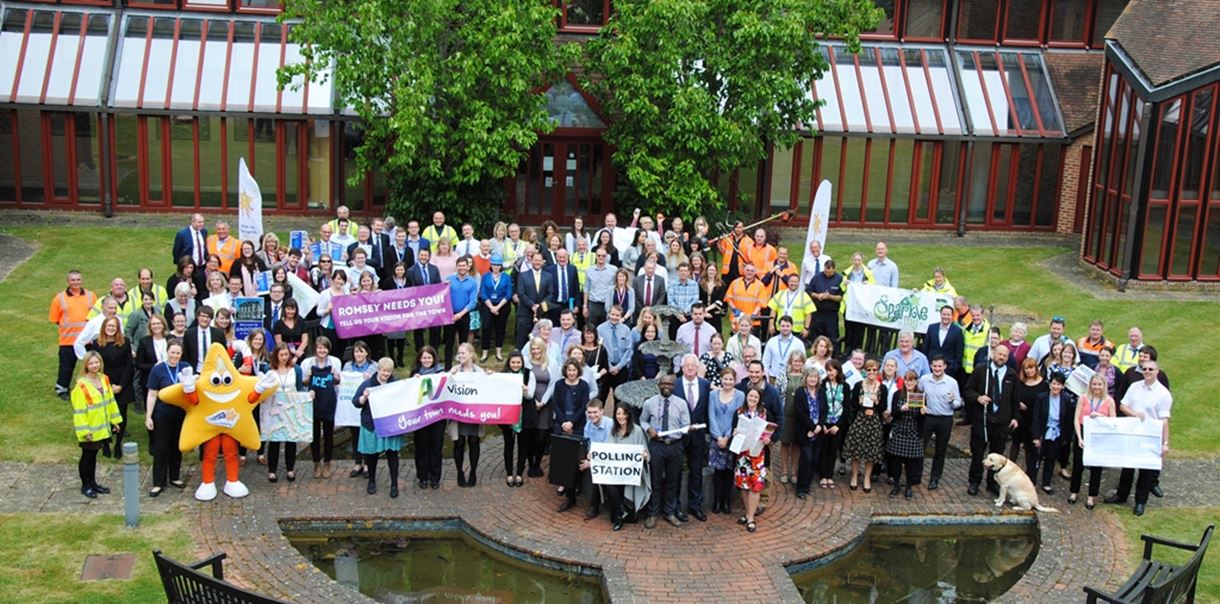 Staff at Test Valley Borough Council celebrate reaching the final of the MJ Awards