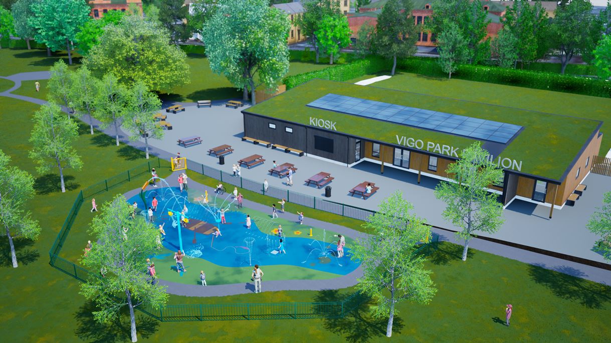 Vigo Park - pavilion and kiosk